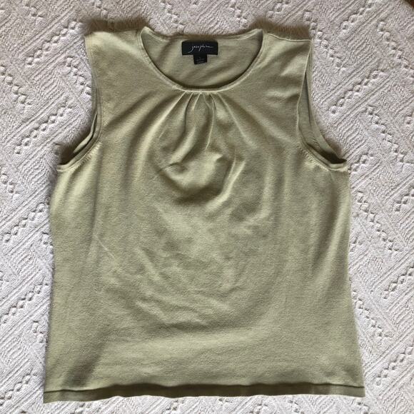 Josephine Tops - Josephine Silk Cotton Tank Top Earthy Green Womens Lrg Capsule Casual Minimalist